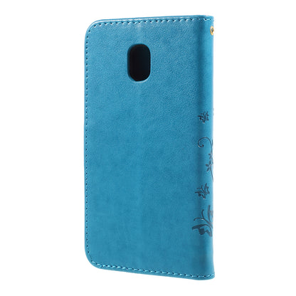 Imprint Flower Butterfly Pattern Wallet Stand Leather Case for Samsung Galaxy J3 (2017) EU Version / J3 Pro (2017)