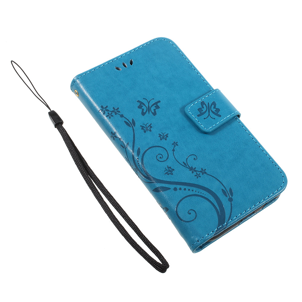 Imprint Flower Butterfly Pattern Wallet Stand Leather Case for Samsung Galaxy J3 (2017) EU Version / J3 Pro (2017)