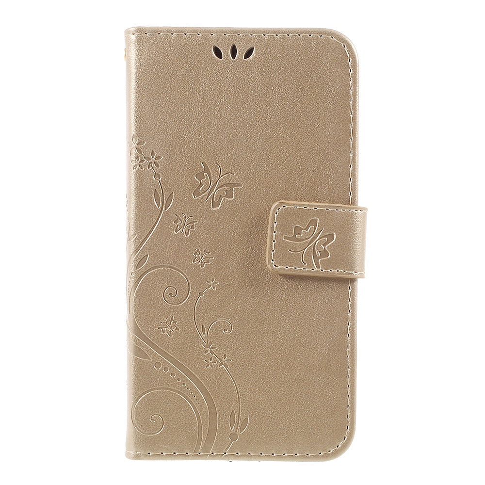 Imprint Flower Butterfly Pattern Wallet Stand Leather Case for Samsung Galaxy J3 (2017) EU Version / J3 Pro (2017)