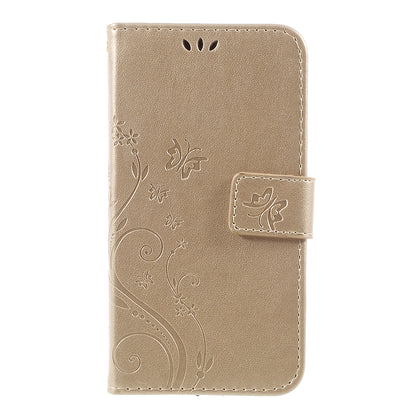 Imprint Flower Butterfly Pattern Wallet Stand Leather Case for Samsung Galaxy J3 (2017) EU Version / J3 Pro (2017)