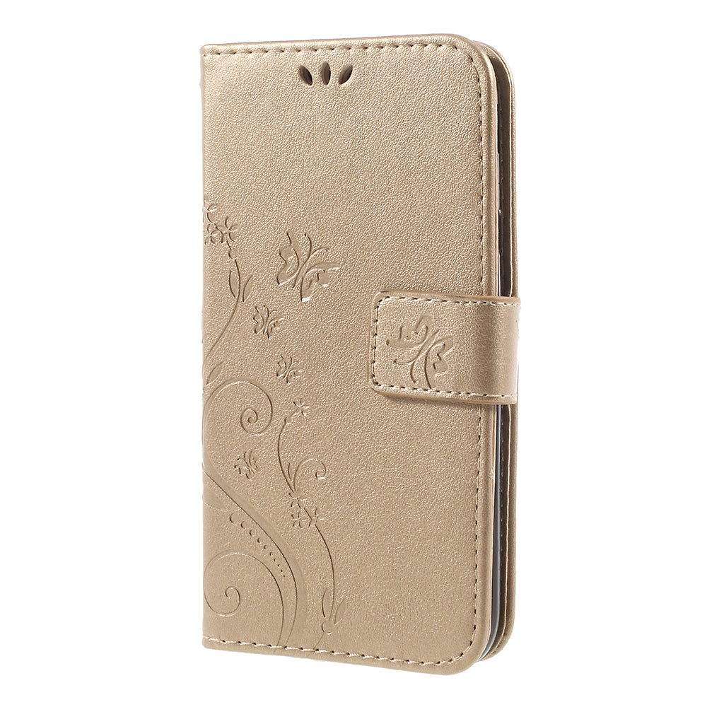 Imprint Flower Butterfly Pattern Wallet Stand Leather Case for Samsung Galaxy J3 (2017) EU Version / J3 Pro (2017)