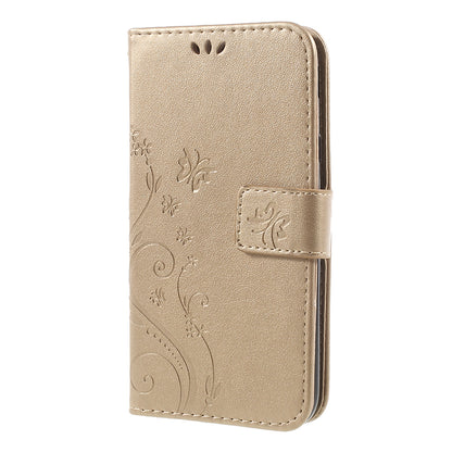 Imprint Flower Butterfly Pattern Wallet Stand Leather Case for Samsung Galaxy J3 (2017) EU Version / J3 Pro (2017)