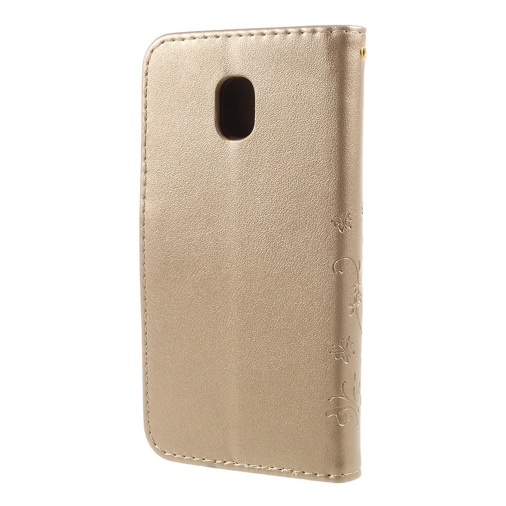 Imprint Flower Butterfly Pattern Wallet Stand Leather Case for Samsung Galaxy J3 (2017) EU Version / J3 Pro (2017)