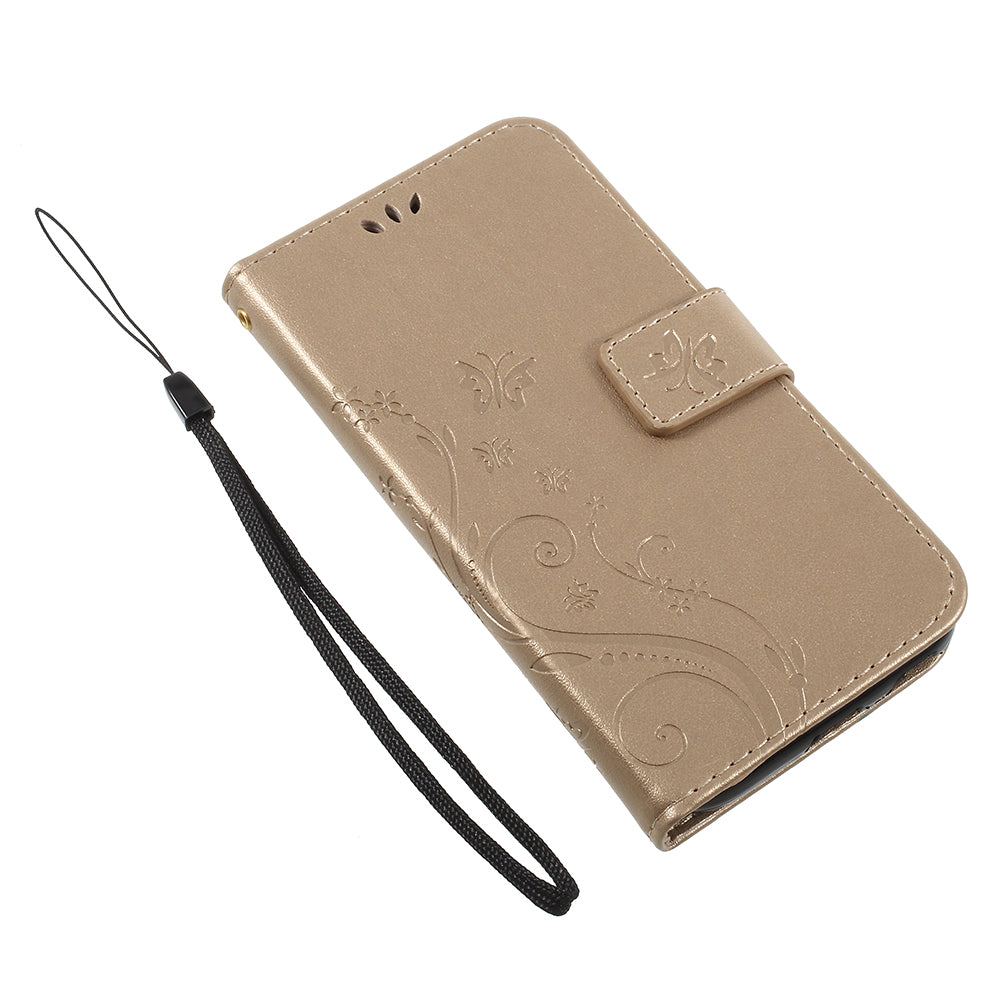 Imprint Flower Butterfly Pattern Wallet Stand Leather Case for Samsung Galaxy J3 (2017) EU Version / J3 Pro (2017)
