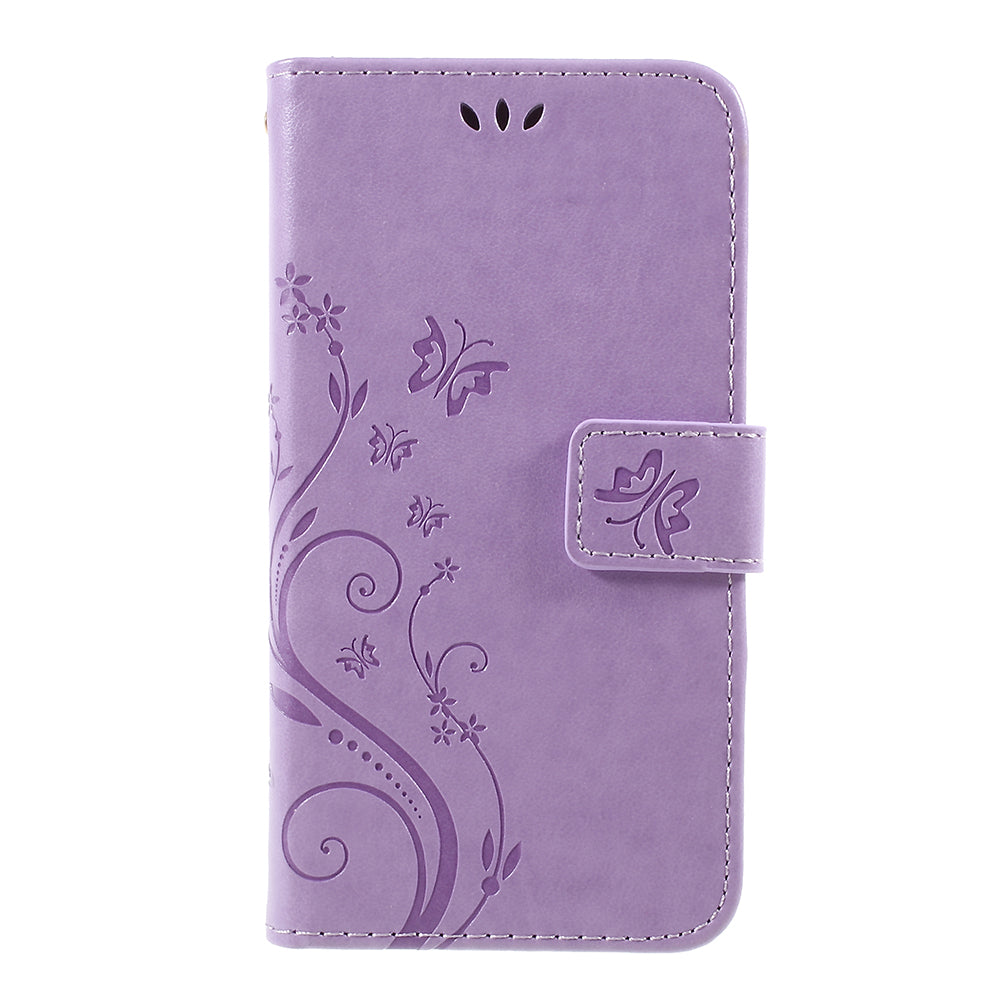 Imprint Flower Butterfly Pattern Wallet Stand Leather Case for Samsung Galaxy J3 (2017) EU Version / J3 Pro (2017)
