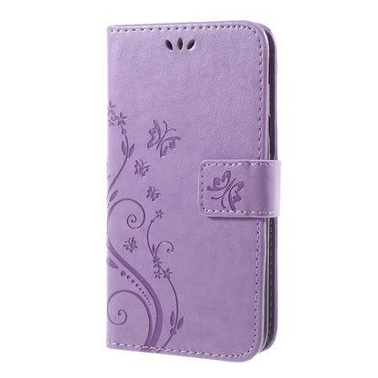 Imprint Flower Butterfly Pattern Wallet Stand Leather Case for Samsung Galaxy J3 (2017) EU Version / J3 Pro (2017)