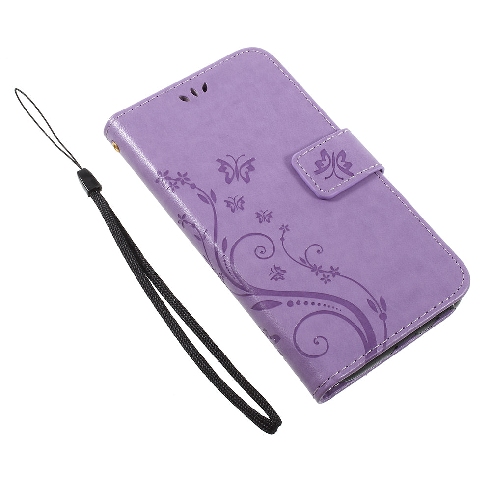 Imprint Flower Butterfly Pattern Wallet Stand Leather Case for Samsung Galaxy J3 (2017) EU Version / J3 Pro (2017)