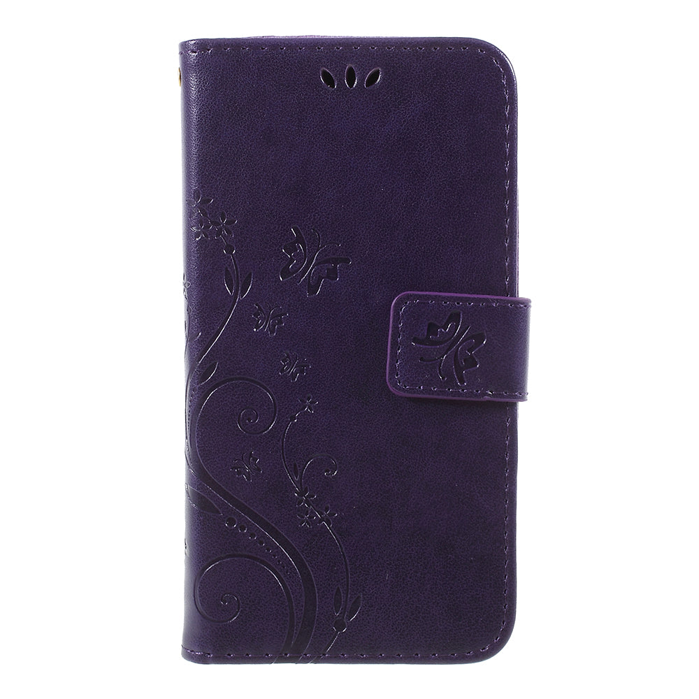 Imprint Flower Butterfly Pattern Wallet Stand Leather Case for Samsung Galaxy J3 (2017) EU Version / J3 Pro (2017)