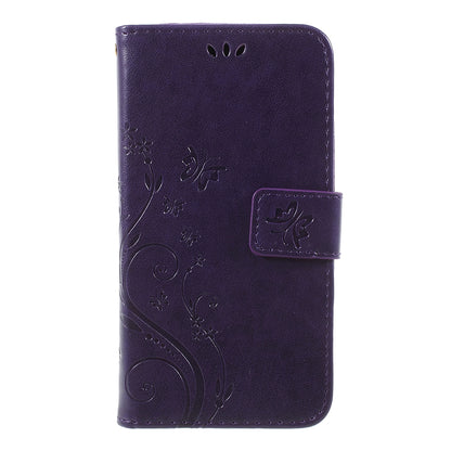 Imprint Flower Butterfly Pattern Wallet Stand Leather Case for Samsung Galaxy J3 (2017) EU Version / J3 Pro (2017)