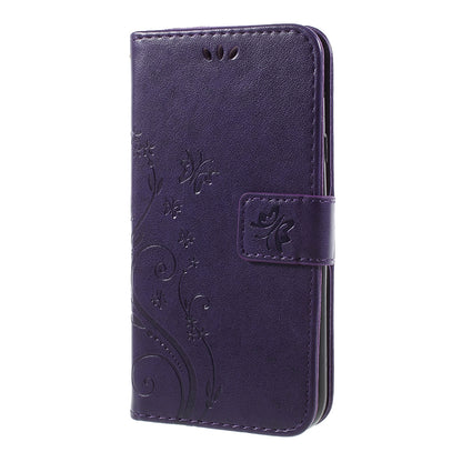 Imprint Flower Butterfly Pattern Wallet Stand Leather Case for Samsung Galaxy J3 (2017) EU Version / J3 Pro (2017)