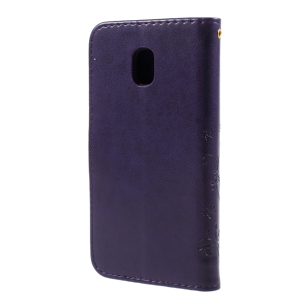 Imprint Flower Butterfly Pattern Wallet Stand Leather Case for Samsung Galaxy J3 (2017) EU Version / J3 Pro (2017)