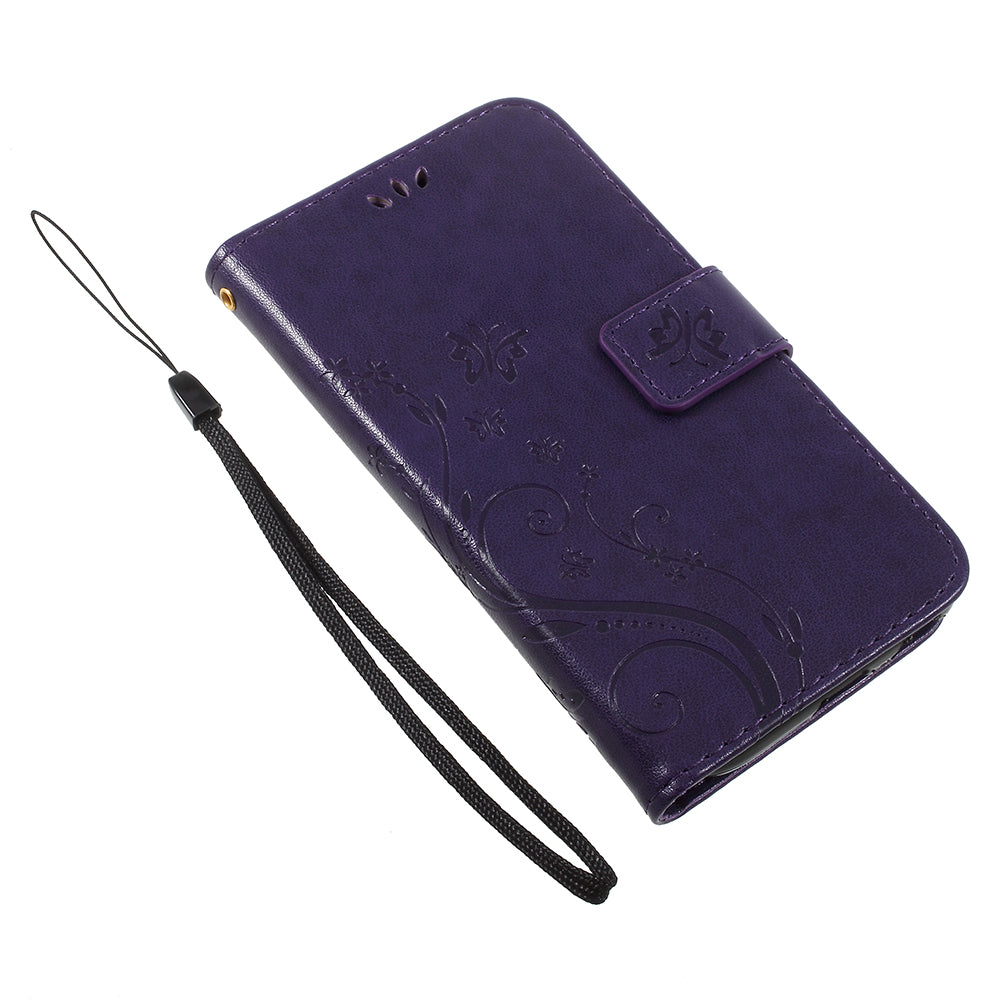 Imprint Flower Butterfly Pattern Wallet Stand Leather Case for Samsung Galaxy J3 (2017) EU Version / J3 Pro (2017)