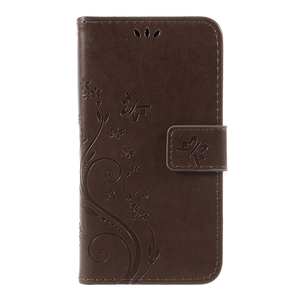 Imprint Flower Butterfly Pattern Wallet Stand Leather Case for Samsung Galaxy J3 (2017) EU Version / J3 Pro (2017)