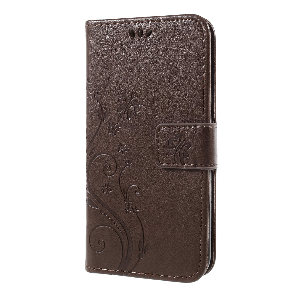 Imprint Flower Butterfly Pattern Wallet Stand Leather Case for Samsung Galaxy J3 (2017) EU Version / J3 Pro (2017)