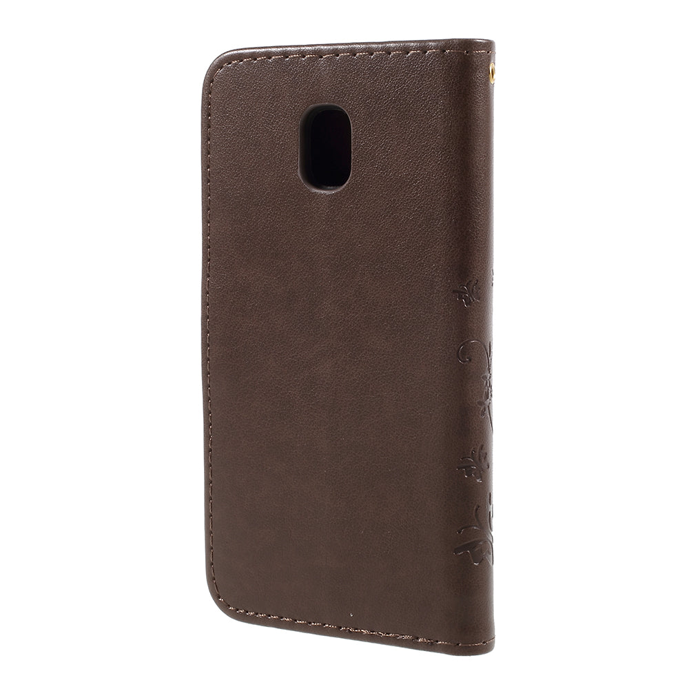 Imprint Flower Butterfly Pattern Wallet Stand Leather Case for Samsung Galaxy J3 (2017) EU Version / J3 Pro (2017)