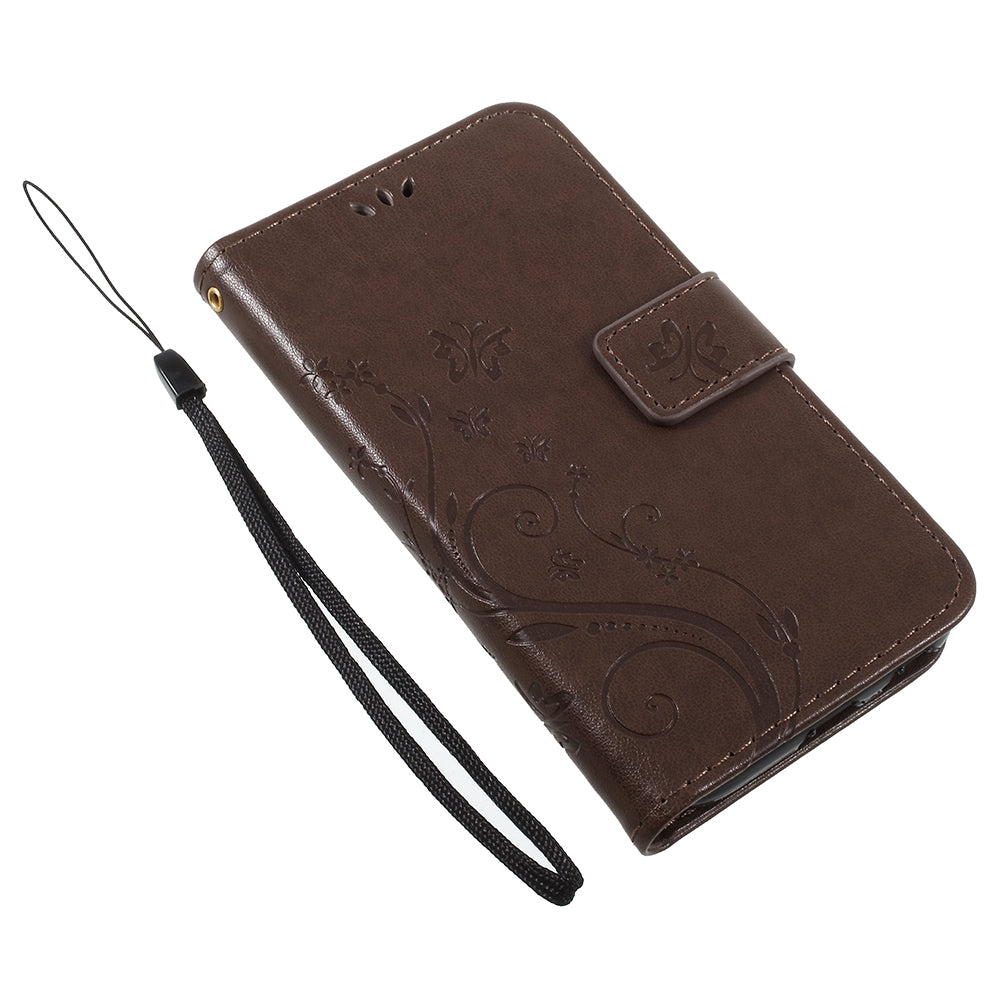 Imprint Flower Butterfly Pattern Wallet Stand Leather Case for Samsung Galaxy J3 (2017) EU Version / J3 Pro (2017)