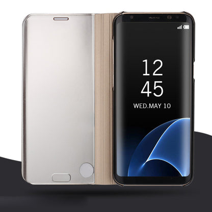 For Samsung Galaxy Note 8 N950 Plated Mirror Surface Information View Leather Phone Case with Stand