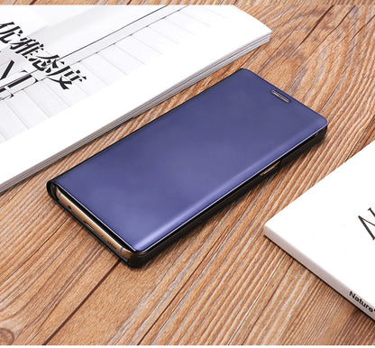 For Samsung Galaxy Note 8 N950 Plated Mirror Surface Information View Leather Phone Case with Stand