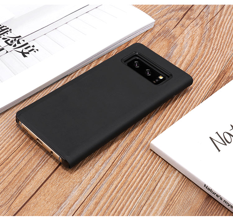 For Samsung Galaxy Note 8 N950 Plated Mirror Surface Information View Leather Phone Case with Stand
