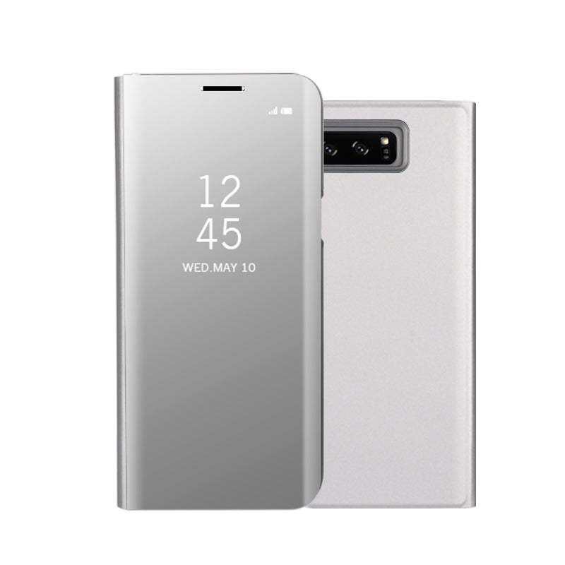 For Samsung Galaxy Note 8 N950 Plated Mirror Surface Information View Leather Phone Case with Stand