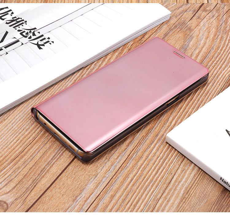 For Samsung Galaxy Note 8 N950 Plated Mirror Surface Information View Leather Phone Case with Stand