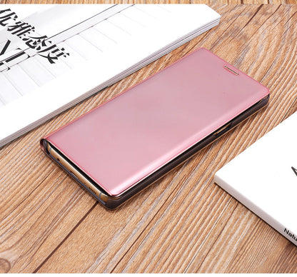 For Samsung Galaxy Note 8 N950 Plated Mirror Surface Information View Leather Phone Case with Stand