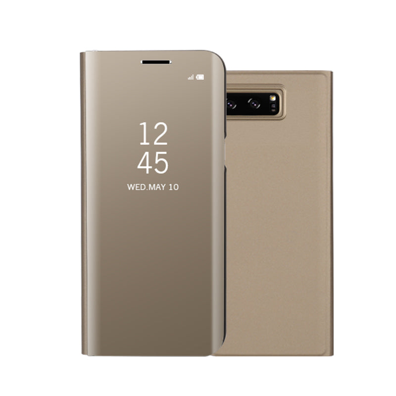 For Samsung Galaxy Note 8 N950 Plated Mirror Surface Information View Leather Phone Case with Stand