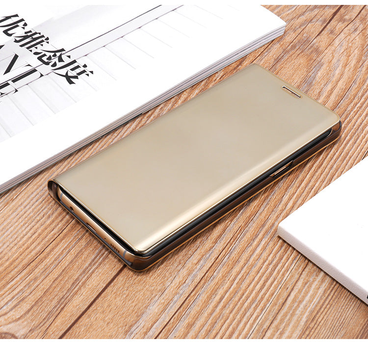 For Samsung Galaxy Note 8 N950 Plated Mirror Surface Information View Leather Phone Case with Stand
