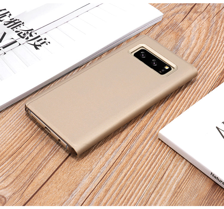 For Samsung Galaxy Note 8 N950 Plated Mirror Surface Information View Leather Phone Case with Stand