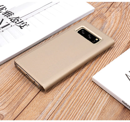 For Samsung Galaxy Note 8 N950 Plated Mirror Surface Information View Leather Phone Case with Stand