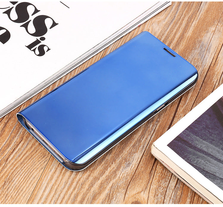 For Samsung Galaxy Note 8 N950 Plated Mirror Surface Information View Leather Phone Case with Stand