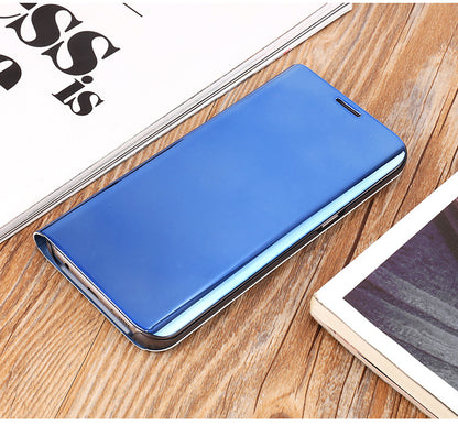For Samsung Galaxy Note 8 N950 Plated Mirror Surface Information View Leather Phone Case with Stand