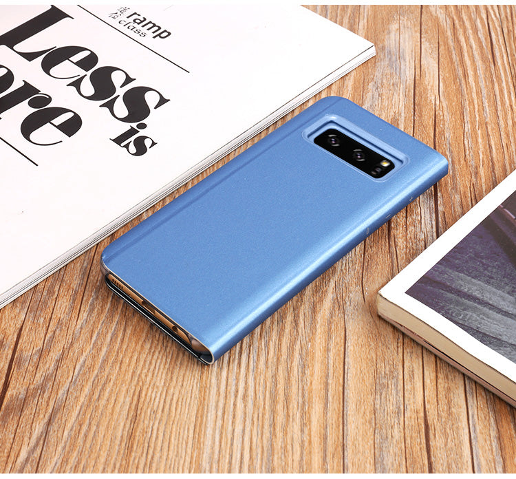 For Samsung Galaxy Note 8 N950 Plated Mirror Surface Information View Leather Phone Case with Stand