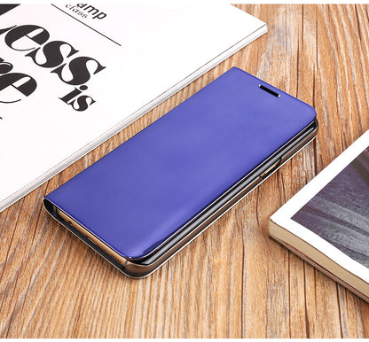 For Samsung Galaxy Note 8 N950 Plated Mirror Surface Information View Leather Phone Case with Stand