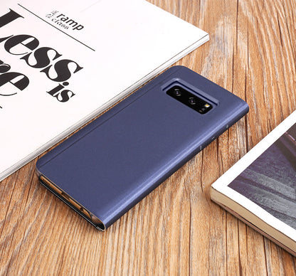 For Samsung Galaxy Note 8 N950 Plated Mirror Surface Information View Leather Phone Case with Stand