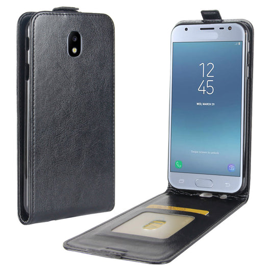 Crazy Horse Vertical Flip Leather Case with Card / Photo Slot for Samsung Galaxy J3 (2017) EU Version / J3 Pro (2017)