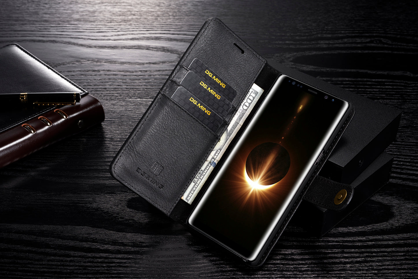 DG.MING Detachable 2-in-1 Split Leather Wallet Cover + PC Back Case for Samsung Galaxy Note 8 SM-N950