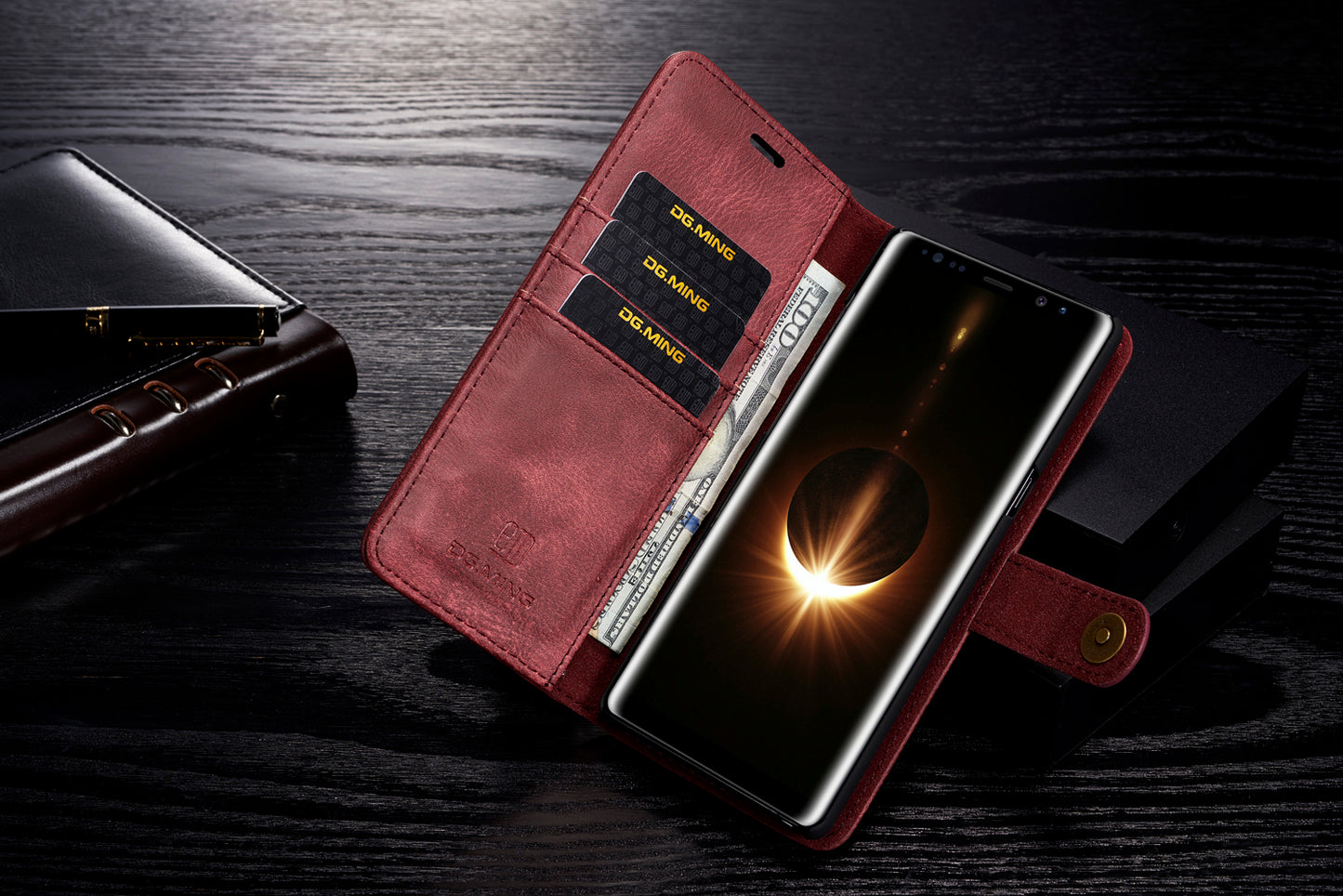 DG.MING Detachable 2-in-1 Split Leather Wallet Cover + PC Back Case for Samsung Galaxy Note 8 SM-N950