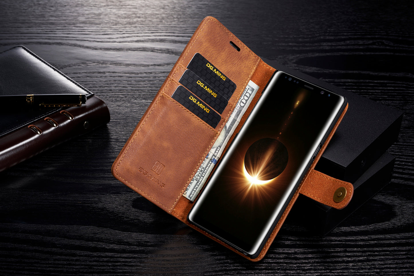 DG.MING Detachable 2-in-1 Split Leather Wallet Cover + PC Back Case for Samsung Galaxy Note 8 SM-N950