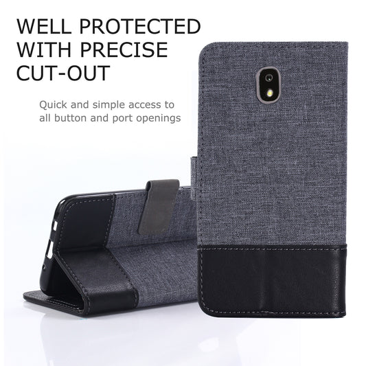 MUXMA PU Leather Canvas Splicing Wallet Stand Mobile Phone Case for Samsung Galaxy J5 (2017) EU Version / J5 Pro (2017)