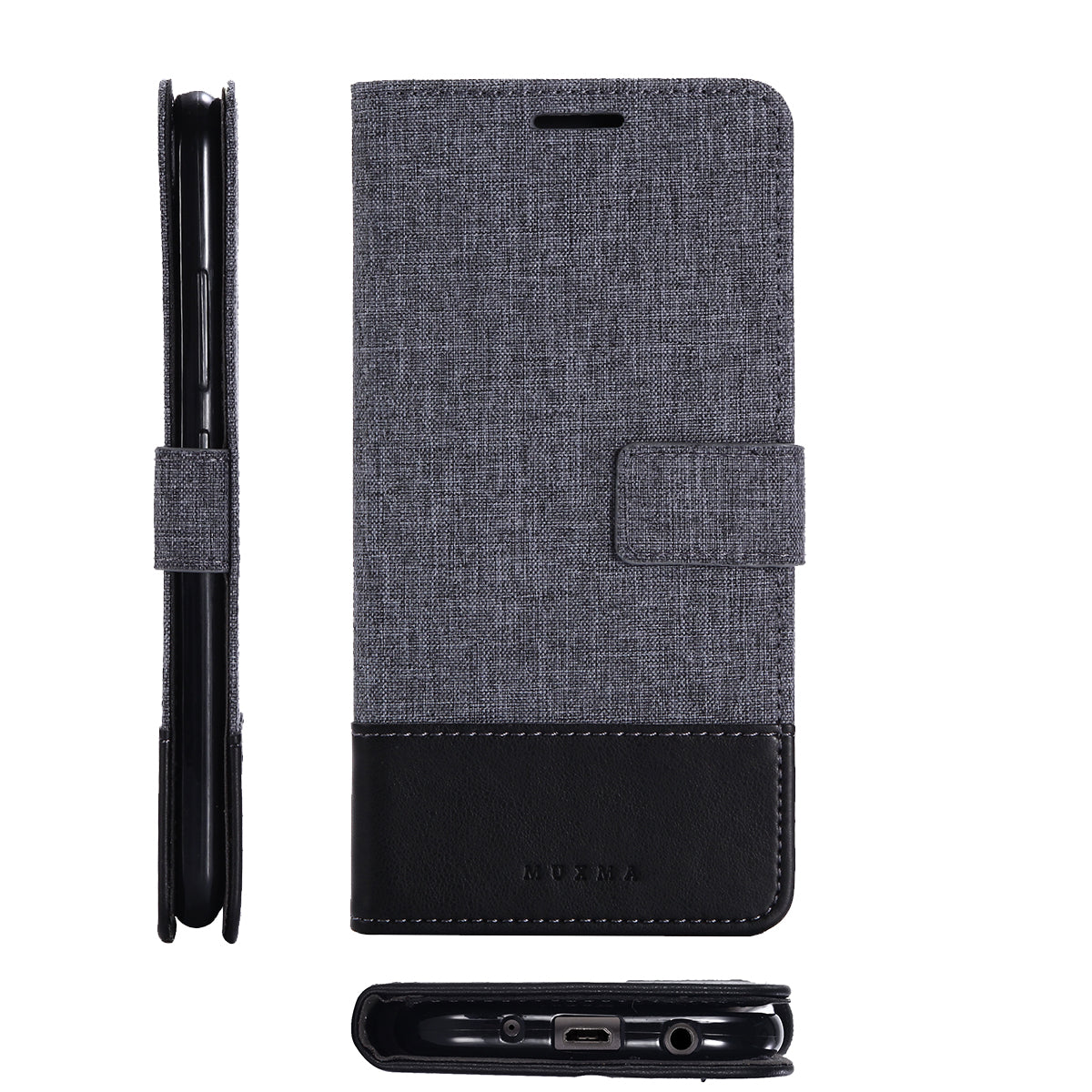 MUXMA PU Leather Canvas Splicing Wallet Stand Mobile Phone Case for Samsung Galaxy J5 (2017) EU Version / J5 Pro (2017)
