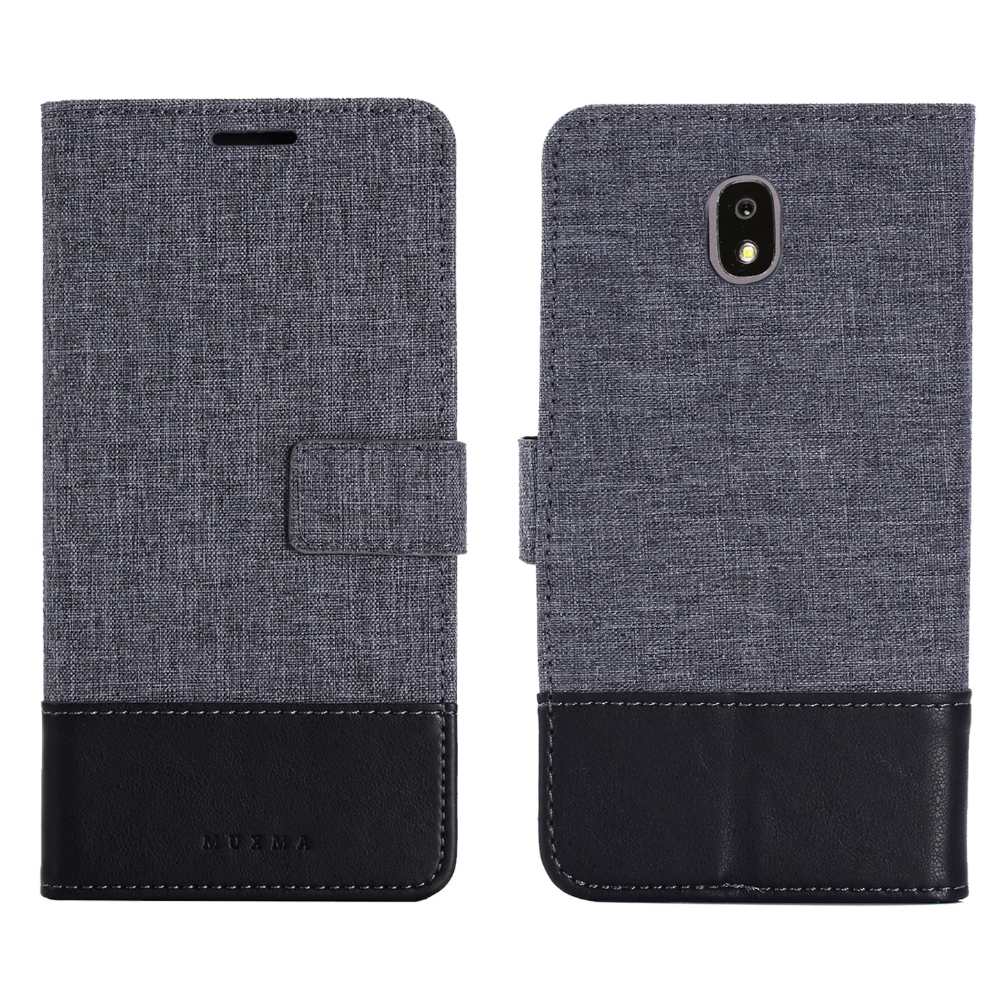 MUXMA PU Leather Canvas Splicing Wallet Stand Mobile Phone Case for Samsung Galaxy J5 (2017) EU Version / J5 Pro (2017)