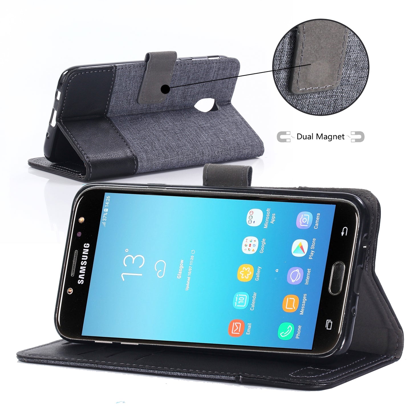 MUXMA PU Leather Canvas Splicing Wallet Stand Mobile Phone Case for Samsung Galaxy J5 (2017) EU Version / J5 Pro (2017)