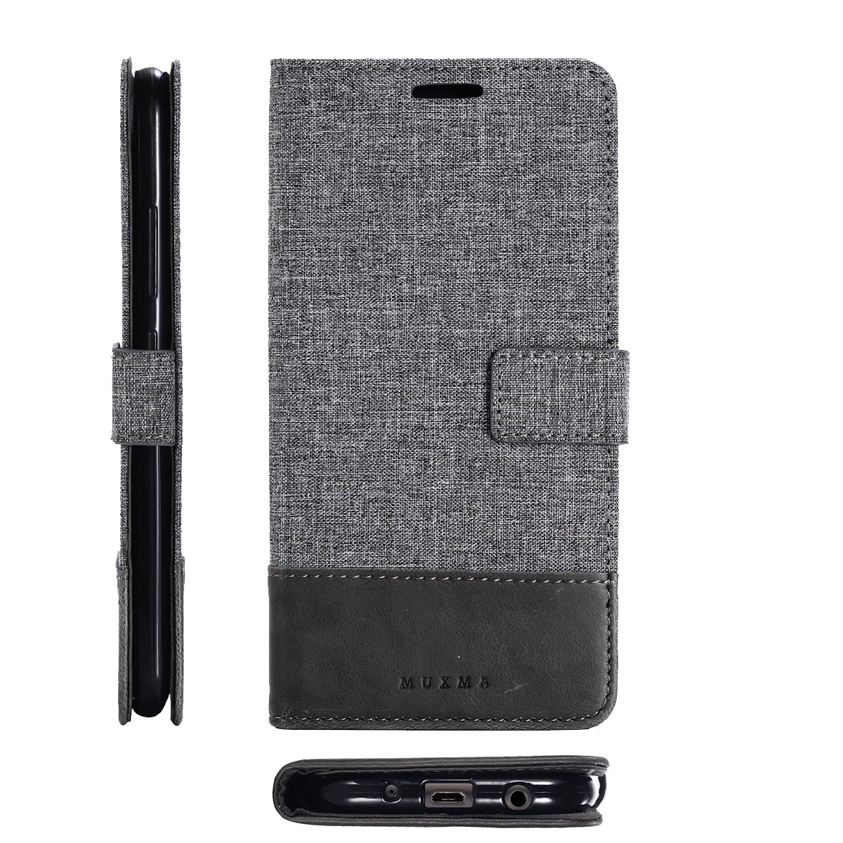 MUXMA PU Leather Canvas Splicing Wallet Stand Mobile Phone Case for Samsung Galaxy J5 (2017) EU Version / J5 Pro (2017)