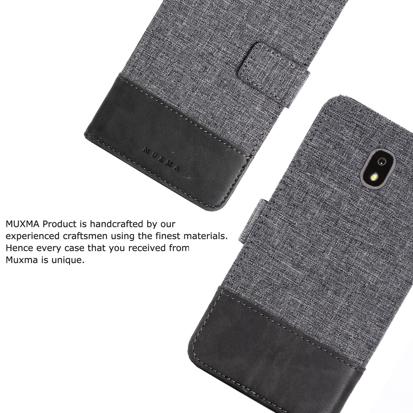MUXMA PU Leather Canvas Splicing Wallet Stand Mobile Phone Case for Samsung Galaxy J5 (2017) EU Version / J5 Pro (2017)