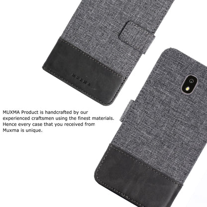 MUXMA PU Leather Canvas Splicing Wallet Stand Mobile Phone Case for Samsung Galaxy J5 (2017) EU Version / J5 Pro (2017)