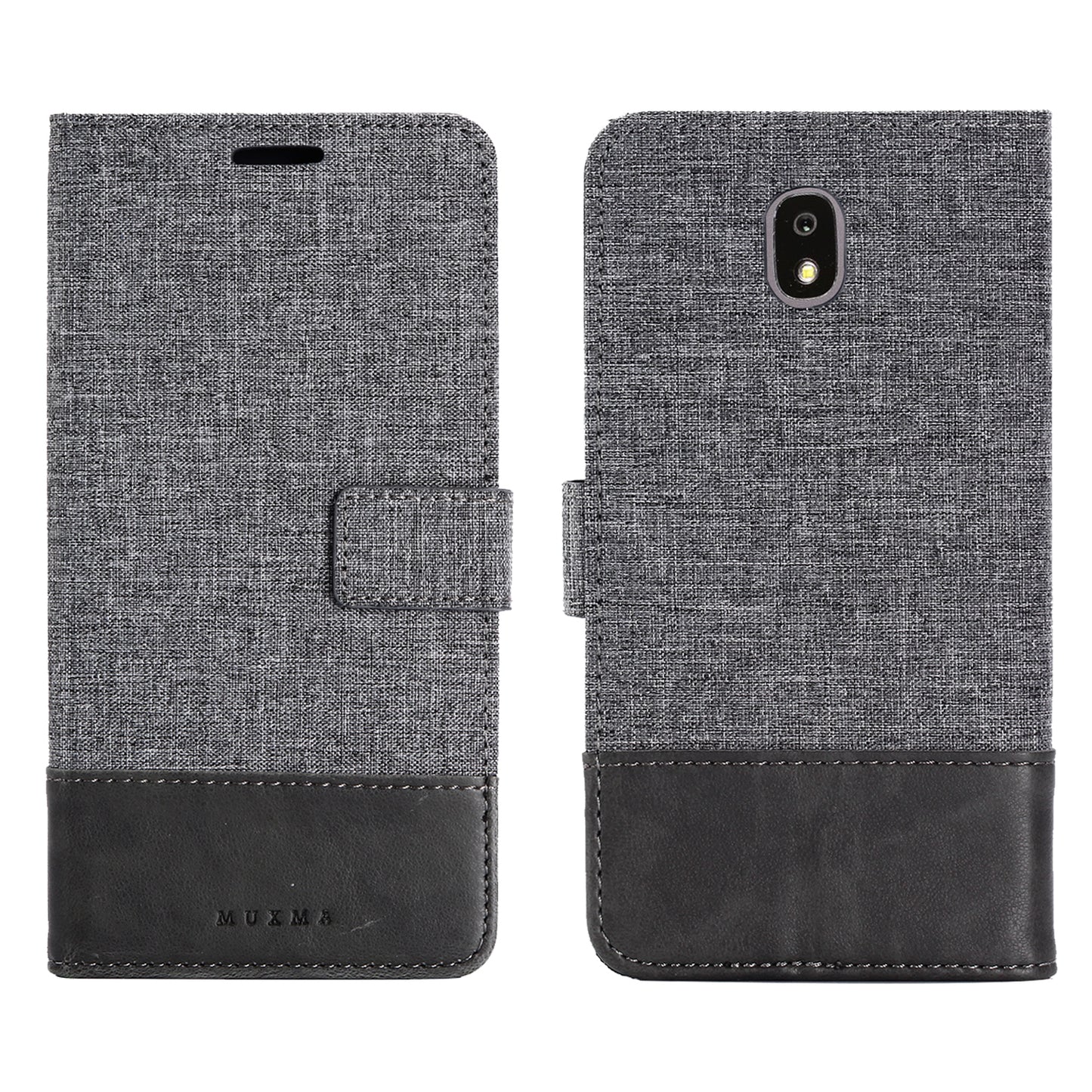 MUXMA PU Leather Canvas Splicing Wallet Stand Mobile Phone Case for Samsung Galaxy J5 (2017) EU Version / J5 Pro (2017)