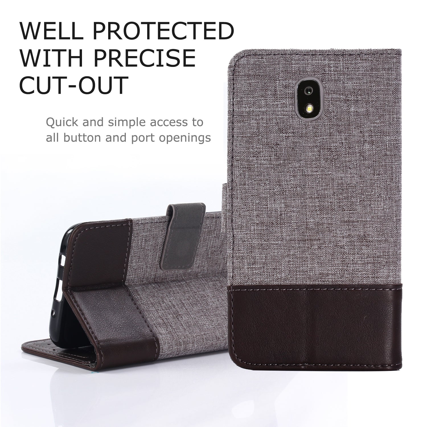 MUXMA PU Leather Canvas Splicing Wallet Stand Mobile Phone Case for Samsung Galaxy J5 (2017) EU Version / J5 Pro (2017)