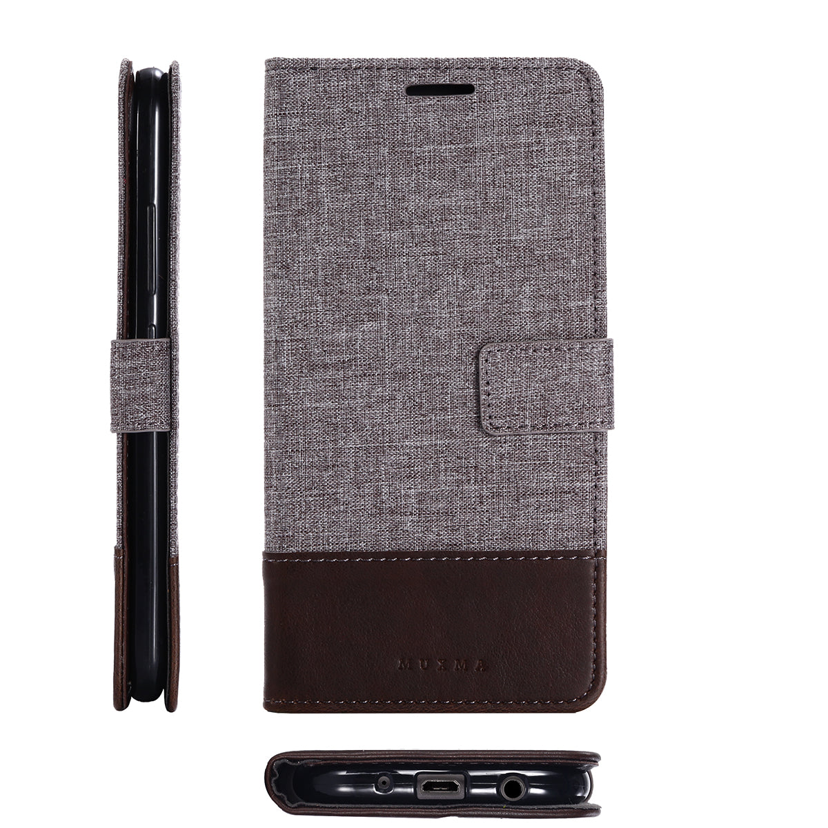 MUXMA PU Leather Canvas Splicing Wallet Stand Mobile Phone Case for Samsung Galaxy J5 (2017) EU Version / J5 Pro (2017)