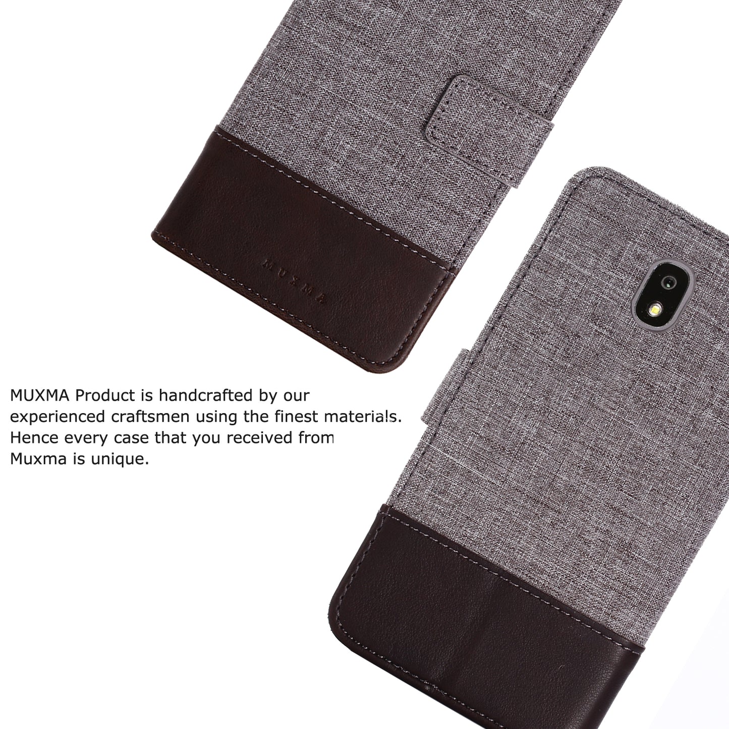 MUXMA PU Leather Canvas Splicing Wallet Stand Mobile Phone Case for Samsung Galaxy J5 (2017) EU Version / J5 Pro (2017)